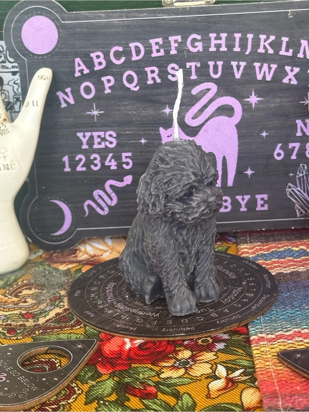 Handmade Grey Puppy Candle | Dog Lover Gift | Cute Puppy Altar & Home Decor